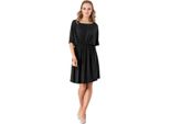 Kleid Minikleid, 3/4 Arm Mit Gummizug An Der Taille, Gr. S M L Xl Xxl 3XL, 001 Schwarz