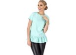 Top A Camicia Lungo Classico Ed Elegante Con Balze ; Verde Menta S/36