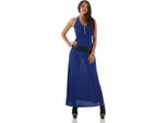 Abito Estivo Da Donna Con Maxi Scollatura E Cintura; Blu/S/M