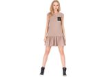 Abito Da Donna Tunica Mini Abito A Balze; Cappuccino/M/38