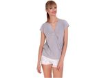 Camicia Lunga Da Donna Tunica T-Shirt Estiva Con Scollo A V; Grigio Screziato/S/M 36/38