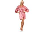 Vestaglia Da Donna A Kimono Corto In Raso; Rosa L