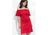 Abito Elegante A Fascia Con Volant; Rosso L/40