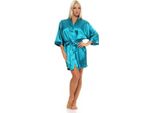 Vestaglia Da Donna A Kimono Corto In Raso; Turchese Xl