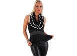 Camicetta Da Donna Top Con Volant Vintage Camicetta Con Volant ; Nero M