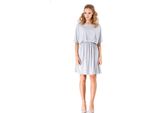 Kleid Minikleid, 3/4 Arm Mit Gummizug An Der Taille, Gr. S M L Xl Xxl 3XL, 001 Grau Meliert