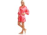 Vestaglia Da Donna Kimono Corto In Raso; Corallo M