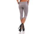 Leggings 3/4 Capri Wet-Look Glanz Matt; Grau Matt/S/36 Damen