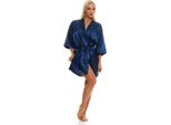 Vestaglia Da Donna A Kimono Corto In Raso; Blu Xl