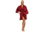 Vestaglia Da Donna A Kimono Corto In Raso; Rosso Vino Xl