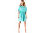 Kleid Minikleid, 3/4 Arm Mit Gummizug An Der Taille, Gr. S M L Xl Xxl 3XL, 001 MintgrüN