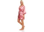 Vestaglia Da Donna A Kimono Corto In Raso; Rosa Xxl