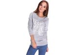 Camicia Da Donna Con Stampa A Maniche Lunghe; Grigio Screziato/S/M