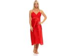 Camicia Da Notte Donna Lunga Negligee Lingerie Raso; Rosso M