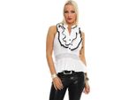 Camicetta Da Donna Top Con Volant Vintage Camicetta Con Volant ; Bianco L