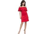 Abito Elegante Con Volant A Fascia; Rosso XL/42