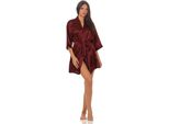 Vestaglia Da Donna A Kimono Corto In Raso; Rosso Scuro Xl