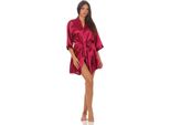 Vestaglia Da Donna A Kimono Corto In Raso; Pupur-Magenta Xxl