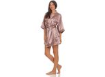 Vestaglia Da Donna A Kimono Corto In Raso; Cappuccino Xl