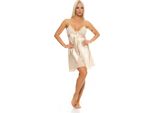 Camicia Da Notte Corta In Raso Da Donna, Lingerie Sexy Con Pizzo; Champangner/S
