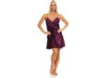 Camicia Da Notte Corta In Raso Da Donna, Lingerie Sexy Con Pizzo; Viola Viola/S