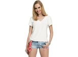 Camicetta Donna Basic Con Scollo A V; Ecru S (36)