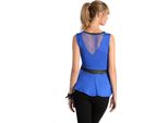 Camicetta Peplum Da Donna In Pelle Finta; Blu S/M 36/38