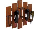 Portabottiglie HWC-B99, Portabottiglie Da Parete, Legno Metallo Per 5 Bottiglie 60X60X12Cm