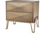 Casa Padrino Comodino Con 2 Cassetti Marrone/Ottone 62,5 X 49 X H. 60 Cm - Qualità Lusso