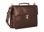 Leonhard Heyden Pelle Cartella Borsa A Tracolla Con Scomparto Per Laptop Cambridge Briefcase 2 Compartments Redbrown Marrone