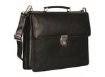 Leonhard Heyden Pelle Cartella Borsa A Tracolla Con Scomparto Per Laptop Cambridge Briefcase 2 Compartments Black Nero