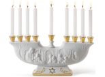 Casa Padrino Luxury Porcelain Candle Holder Ark White / Gold 30 X H. 14 Cm - Luxury Collection