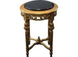 Casa Padrino Tavolino Barocco Rotondo Oro/Nero Con Piano In Marmo 37 Cm X H. 53 Cm Stile Antico