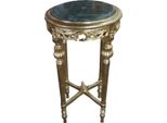 Casa Padrino Tavolino Barocco Rotondo Oro Con Piano In Marmo Verde 37 Cm X H. 70 Cm Stile Antico - Legno Massiccio