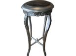 Casa Padrino Tavolino Barocco Rotondo Argento/Nero Con Piano In Marmo 42 Cm X H. 92 Cm Stile Antico