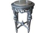 Casa Padrino Tavolino Barocco Rotondo Argento/Crema Con Piano In Marmo 32 Cm X H. 53 Cm Stile Antico