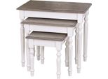 Casa Padrino Tavolino In Stile Country Set Di 3 Bianco/Grigio - Mobili In Legno Massiccio In Stile Country