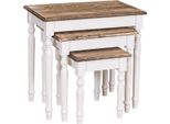 Casa Padrino Tavolino In Stile Country Set Di 3 Bianco / Marrone - Mobili In Legno Massiccio In Stile Country