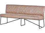 Casa Padrino Panca In Pelle Marrone Chiaro / Nero 210 X 66 X H. 92 Cm - Mobili In Vera Pelle