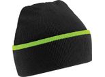 Cappello / Berretto A Maglia Unisex Beechfield RW251 (Taglia Unica) (Nero/Lime)