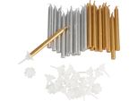 Rico Design Candele Di Compleanno Con Supporto 24 Pezzi 0,5 Cm X 6,0 Cm Decorazione Per Feste Oro E Argento