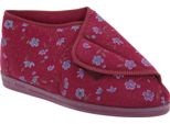 Pantofole Da Donna Comfylux Andrea Con Chiusura A Velcro, Motivo Floreale DF505 (37 Eu) (Rosso Vino)