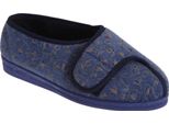 Pantofole Da Donna Comfylux Helen Con Chiusura A Velcro, Motivo Floreale, Vestibilità Extra Large DF507 (40 Eu) (Mirtillo)