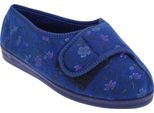Pantofole Da Donna Comfylux Davina Con Chiusura A Velcro E Motivo Floreale, Vestibilità Extra-Larga DF517 (37 Eu) (Blu Navy)