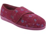 Comfylux Sally Pantofole Da Donna / Pantofole Con Motivo Floreale E Chiusura A Velcro, Vestibilità Extra Large DF526 (37 Eu) (Rosso Vino)
