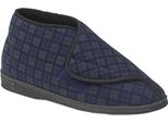 Pantofole Comfylux James Da Uomo Con Chiusura A Velcro, A Scacchi DF813 (44 Eu) (Blu Navy)