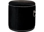 Casa Padrino Sgabello Nero / Argento Ø 50 X H. 52 Cm - Sgabello Rotondo