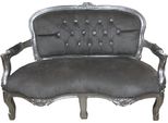 Casa Padrino Panca Barocca Per Bambini Grigio/Argento Con Pietre Glitterate 97 X 38 X H. 67 Cm - Mobili Per Bambini In Stile Antico