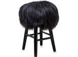 Casa Padrino Sgabello Nero Ø 40 X H. 57 Cm - Sgabello Con Pelle Di Pecora