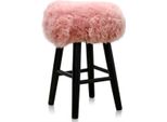 Casa Padrino Sgabello Rosa/Nero Ø 40 X H. 57 Cm - Sgabello Con Pelle Di Pecora
